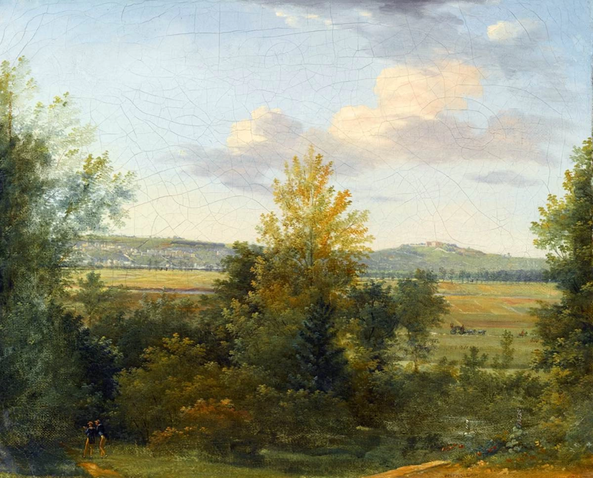 Paesaggio pastorale con due viandanti